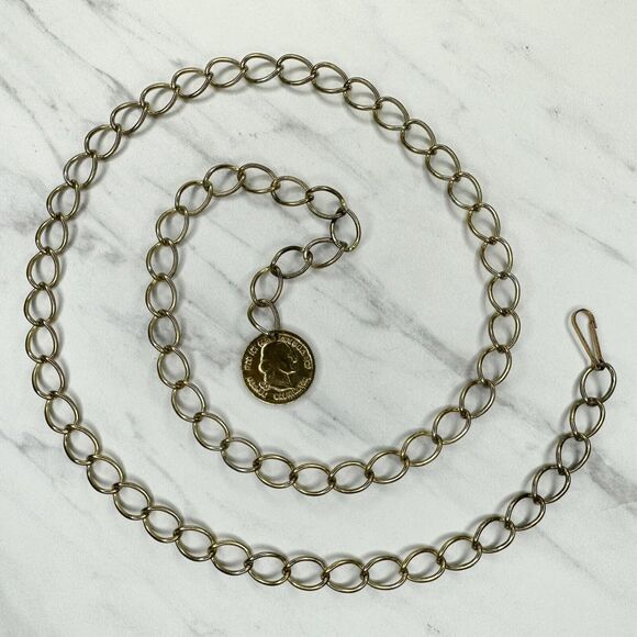 Unbranded Accessories - George Washington Coin Metal Chain Link Belt Size Small S Medium M